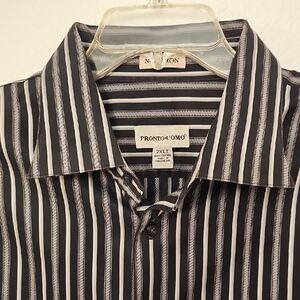 Pronto Uomo 2XLT Black Striped Men's Shirt